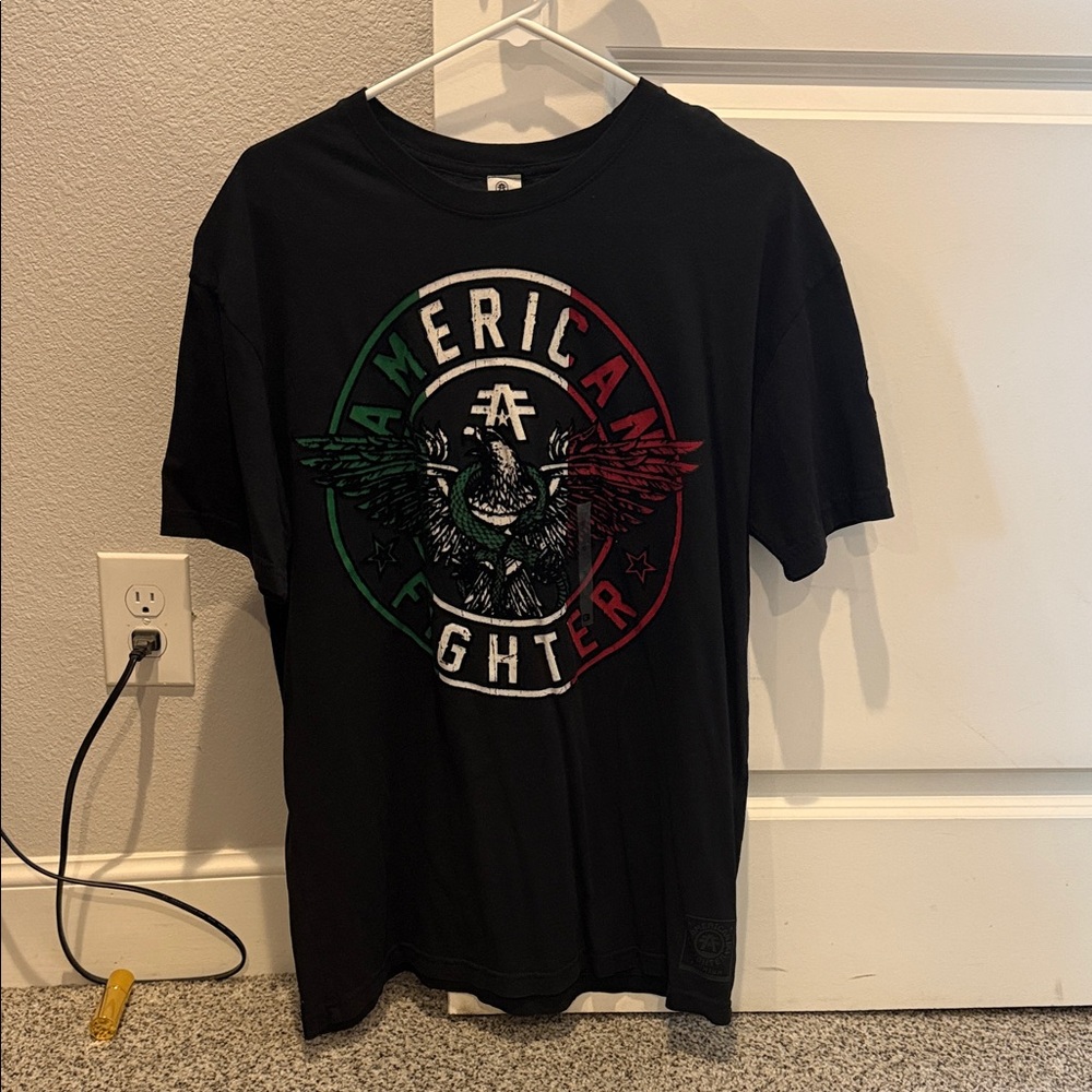 American Fighter Black Tee with Tricolor Graphic